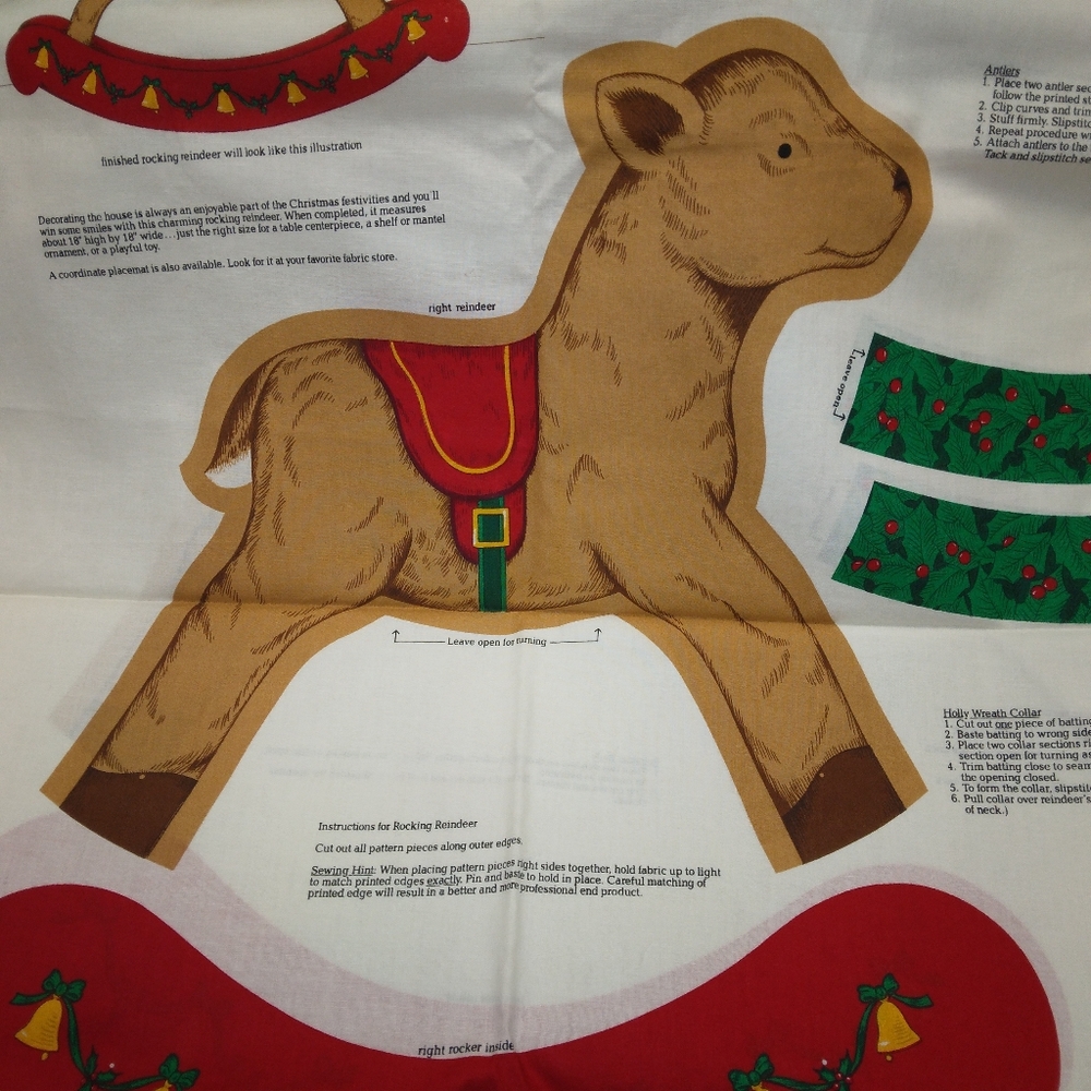 FABRIC Keepsake Crafts Rocking Reindeer fabric panel by V.I.P. Cranston - Picture 4 of 9